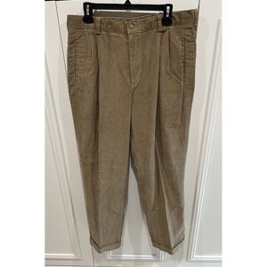 Savane Men's Tan Corduroy Pants Size 36 Cuffed Professor Preppy Nerd Granola